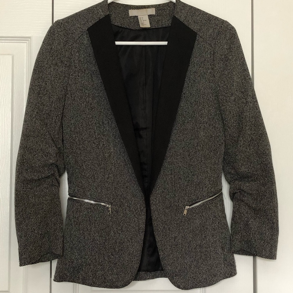 H & M Herringbone Open Front Jacket - image 1